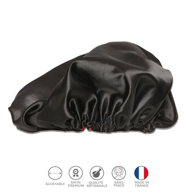 Colorido negro - Gorro de noche de raso y cera (modelo 1)