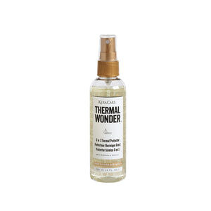 Le 6 in 1 Thermal Protector de Keracare Thermal Wonder apporte de l'hydratation et de la brillance à vos cheveux et les protège des dommages dû à la chaleur.