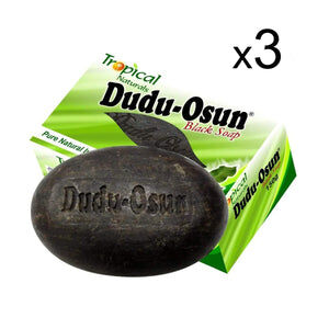 Dudu-Osun est un savon noir africain fabriqué à la main, de façon traditionnelle et 100% naturelle. C'est un excellent gommage naturel. Lot de 3 savons à prix promo.