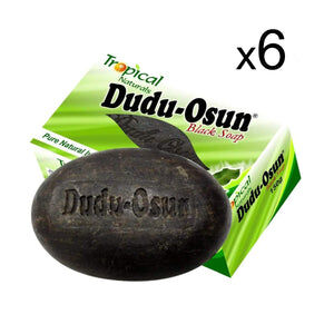 Dudu-Osun est un savon noir africain fabriqué à la main, de façon traditionnelle et 100% naturelle. C'est un excellent gommage naturel. Lot de 6 savons à prix promo.